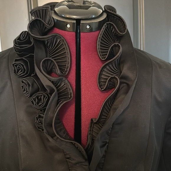 Black shiny dressy jacket. White House Black Market Size 6. Barely worn. - Picture 2 of 11